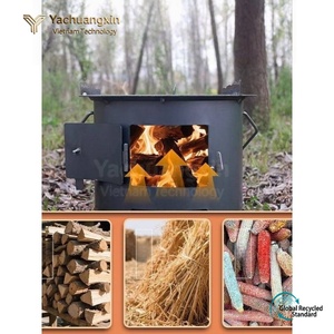 Portable Wood Burning <b>Stove</b> Aluminum Outdoor Camping Cooking <b>Stove</b> with Foldable Legs and Firewood Holder - Product Image 3