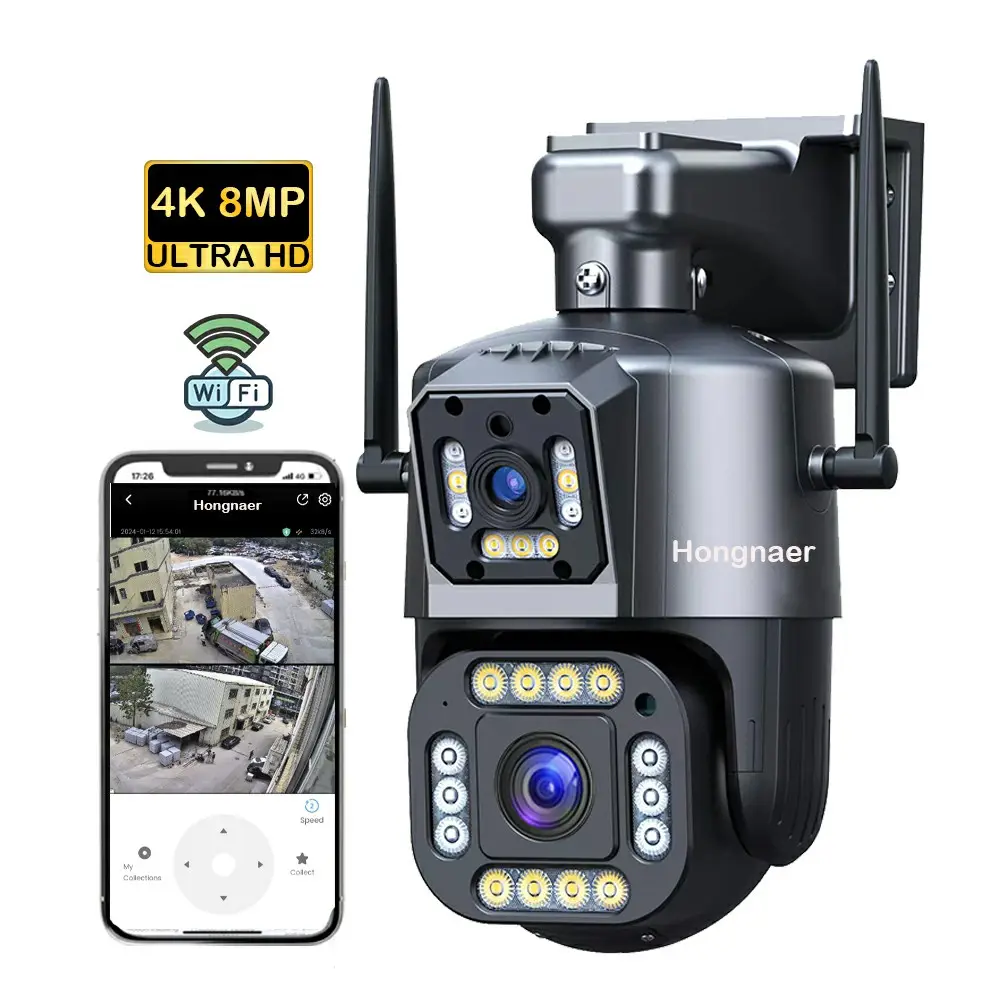 OEM 8 MP Full HD Ipc360 Home PTZ Doppelobjektiv-Überwachung Outdoor drahtloses CCTV Video 4k WLAN-Sicherheitskameras