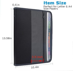 Fabric File <b>Folder</b> Zipper File Organizer Pouch with Inner Expanding Divider for Letter and <b>A4</b> Papers - Product Image 1