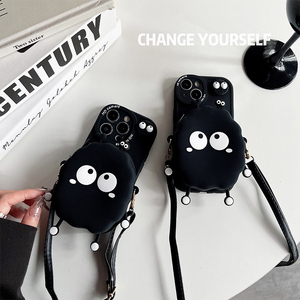 สีดําขนาดเล็กถ่านหินBallเคสโทรศัพท์กระเป๋าสตางค์ผู้ถือบัตรCrossbodyสายคล้องกันกระแทกสําหรับ<span class=keywords><strong>iPhone</strong></span> 15Promax 14 13 12 11 XR <span class=keywords><strong>Xs</strong></span> - Product Image 2