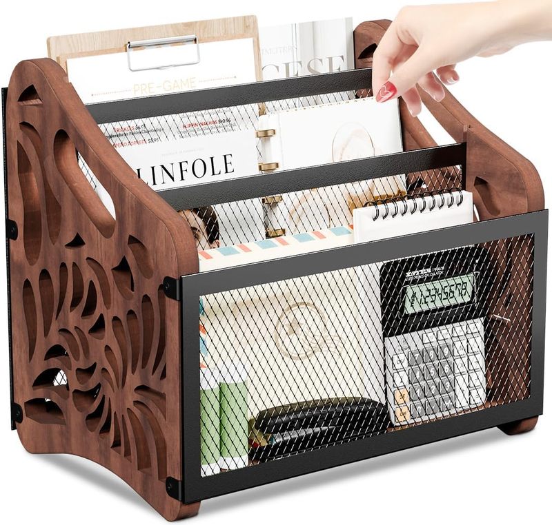 3 Compartment Magazine Rack Floor Wood