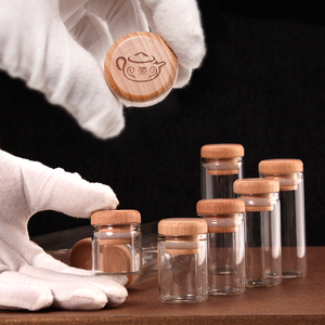 Coperchio di legno piccola bottiglia trasparente di tenuta di protezione ambientale bottiglia vuota di personalizzazione del logo piccolo vaso di <span class=keywords><strong>vetro</strong></span> - Product Image 1