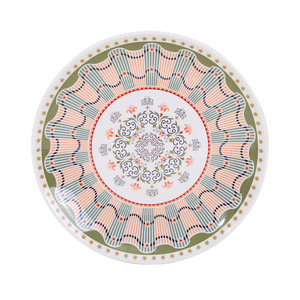 Bohemian Style Melamine Dinnerware Set Round Plate With Floral Pattern Daily Use Tableware - Product Image 1