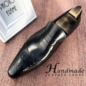 Chaussures en cuir à bout pointu pour hommes, chaussures habillées longues, chaussures de bureau décontractées, chaussures de ville décontractées - Product Image 3