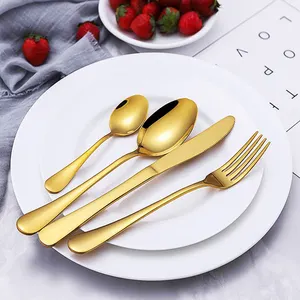 Cuillères en or de luxe à bas prix <span class=keywords><strong>couverts</strong></span> modernes fourchettes couteaux ensemble en acier inoxydable ensembles de <span class=keywords><strong>couverts</strong></span> uniques et durables <span class=keywords><strong>18</strong></span> <span class=keywords><strong>10</strong></span> pour hôtel - Product Image 1