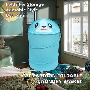 Panier à linge pliable Greenlife réutilisable, design moderne et mignon de dessin animé, en polyester, 34x55cm, pour le camping, les vêtements, les couvertures, les jouets - Product Image 2