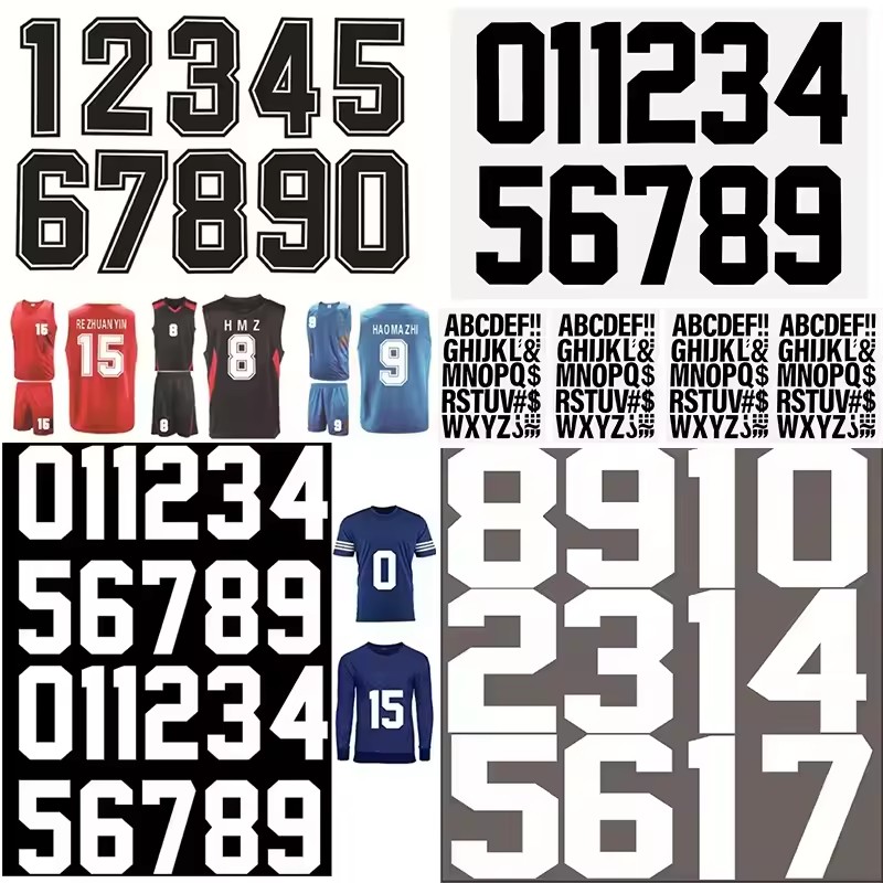 Football Soccer Jersey Number Heat DTF Transfer Designs Letters Name And Numbers Label Heat Transfers Sticker For Team