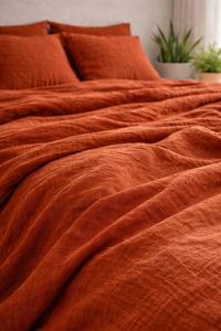 Parure de lit en <span class=keywords><strong>lin</strong></span> doux, housse de couette en <span class=keywords><strong>lin</strong></span> biologique respirante pour l'été, décoration de chambre de style campagnard - Product Image 3