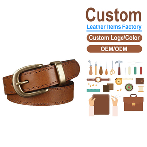 Ceinture tendance pour femme en cuir pleine fleur, ceinture de taille en cuir de vachette à la mode avec boucle ardillon en laiton antique - Product Image 1