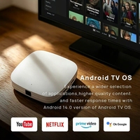 TV Box Android 14 con 4GB+16GB, Quad Core, 4K HDR, H265, Control por Voz BT, WIFI5, Compatible con Canales Deportivos en Vivo, 1 Año de Garantía