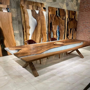 Epoxy Resin River <b>Table</b> Solid Wood <b>Live</b> <b>Edge</b> Dining <b>Table</b> Modern Luxury Furniture for Home Office Restaurant and Hotel Interiors - Product Image 2