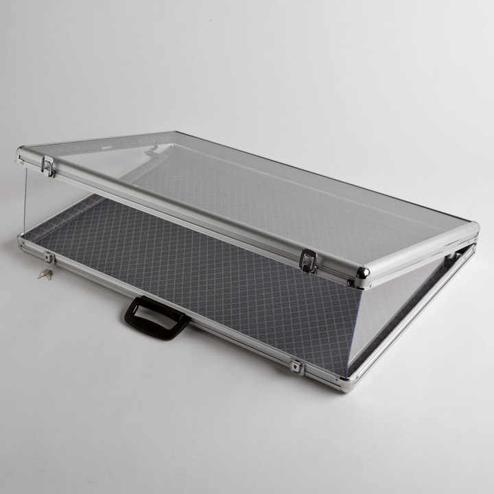 Aluminum Tempered Glass Top Display Case Portable Display Case with
