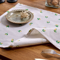 WML053 Serviettes en lin imprimées motif fruits style nordique personnalisées, tapis de séchage pour vaisselle, linge de table occidental