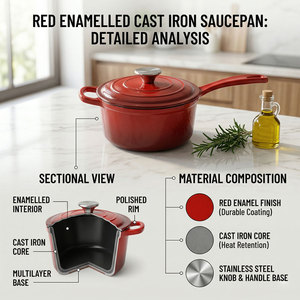 E-Top - Ollas y Sartenes de Cocina al por Mayor, Color Personalizable, <span class=keywords><strong>Olla</strong></span> y Sartén de Hierro Fundido Esmaltado con Tapa para la Cena Familiar - Product Image 4