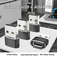 Adaptateur USB vers USB-C JILIAN neuf pour iPhone 17, lot de 4, chargeur de voiture en alliage de zinc