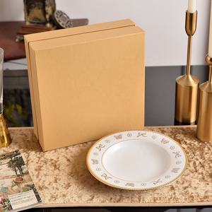 Plato Hondo de Porcelana Europea de Alta Calidad, Moderno, Lujoso y Ecológico de 9 Pulgadas con Diseño de Plantas, Vajilla para Bodas - Product Image 3