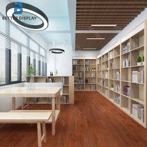 <span class=keywords><strong>Vitrine</strong></span> murale en bois de haute qualité personnalisée pour librairie, <span class=keywords><strong>vitrine</strong></span> de bibliothèque, meubles de librairie, étagères de librairie, comptoir d'exposition de vente au détail - Product Image 2