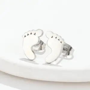 Fashion New Stainless Steel Stud Earrings For Baby Feet For Women Everyday Party And Banquet Fashion Jewelry Gift