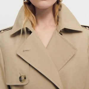 <span class=keywords><strong>Trench</strong></span> Coat Elegante da <span class=keywords><strong>Donna</strong></span> su Misura di Alta Qualità, Doppio Petto in Cotone <span class=keywords><strong>Marrone</strong></span> Chiaro, Ideale per l'Uso Quotidiano e il Pendolarismo - Product Image 5