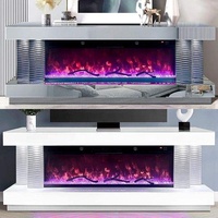 Mueble de TV con Espejo de Madera, Mueble para Televisor con Chimenea Eléctrica para Sala de Estar, Venta Directa de Fábrica