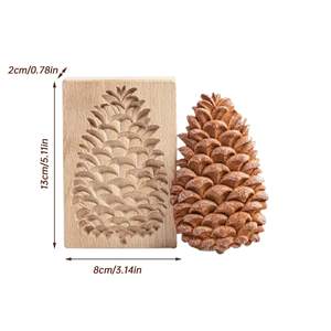 Pomme de pin sculpté en bois moules à biscuits cuisson emporte-pièce pin cône forme Biscuit gaufrage cuisine bricolage presse timbres <span class=keywords><strong>famille</strong></span> - Product Image 4