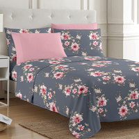 Parure de lit 6 pièces Mexique, motif floral, en microfibre écologique, tailles Queen et King, avec 4 taies d'oreiller, toutes saisons, moderne