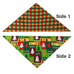 وشاح للكلاب لعيد الميلاد بطباعة مزدوجة الجانب، نمط شجرة عيد الميلاد وسانتا كلوز، مصنوع من البوليستر للصيف - Product Image 3