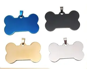 Etiquetas de perro de acero inoxidable de Metal en blanco 2024, etiquetas de identificación láser para mascotas, placa de etiquetas de perro de forma redonda de corazón de hueso para grabado