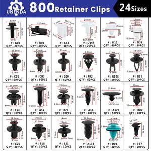 Ubenda 800pcs Retainer <b>Clips</b> 24 Sizes Auto Fasteners For Car Door Panel Mudguard Bumper Cover Repair - Product Image 4