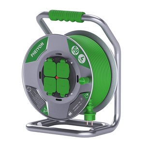 Enrouleur de câble <span class=keywords><strong>professionnel</strong></span> Pheiyon, <span class=keywords><strong>rallonge</strong></span> en caoutchouc 4 voies, 50 m, 16 A, GS CE CEE, robuste, extérieur, IP44, industriel - Product Image 5