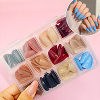 Faux ongles français portables à couverture complète préconçus, 12 couleurs, en boîte, brillants, 288 pièces, pour fournisseur transfrontalier