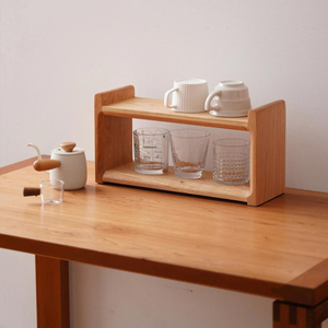 NKOL Eco-Friendly Minimalist Wood Freestanding Desktop Storage Rack Two Shelves for Coffee Mugs <b>Tea</b> Set Organizer Modern Home - Product Image 1