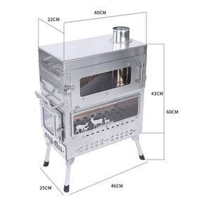 Poêle à <span class=keywords><strong>bois</strong></span> portable multifonctionnel pour l'extérieur, chauffage de tente de camping, barbecue, cuisinière, acier inoxydable, poêle à <span class=keywords><strong>bois</strong></span> sous le <span class=keywords><strong>four</strong></span> - Product Image 1