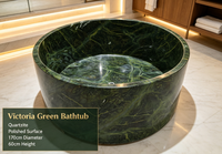 Baignoire en quartzite vert naturel poli de luxe FANCY STONE Victoria Green pour salle de bain moderne, hôtel et villa haut de gamme