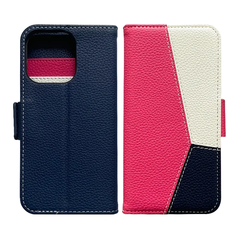 Luxury PU Leather Phone Case Wallet Function Shockproof Phone Case Tricolor Stitching Leather For Iphone 11 12 13 14 Pro Max