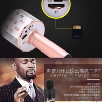 Microphone de karaoké sans fil omnidirectionnel de haute qualité 858 avec lumières LED RGB, suppression du bruit, portable pour la maison, les fêtes et le KTV