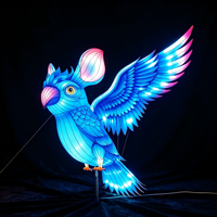 Lanternes d'animaux mythologiques en forme d'oiseaux pour Noël, Halloween, Thanksgiving, festivals, extérieur, étanches, en tissu de soie, LED, faites à la main, en acier