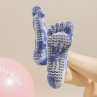Kaus Kaki Yoga Lima Jari untuk Wanita Pilates Barre Studio Latihan di Rumah Anti Selip Katun Penyerap Keringat Tie Dye