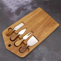 Ensemble d'ustensiles de découpe en bois d'acacia : Trancheuse à fromage, Coupe-steak, Planche à découper en bois d'acacia, Ensemble de couteaux à fromage en acier inoxydable