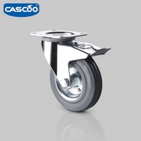 Roue pivotante industrielle CASCOO 125 37,5-50, jante en acier massif, roues de chariot en caoutchouc avec option en polypropylène