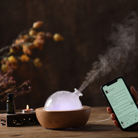 Humidificateur ultrasonique intelligent pour la maison, 200 ml, en bois, avec fonction Bluetooth