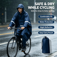 Poncho de pluie à bandes réfléchissantes, à capuche, pour forte pluie, multifonctionnel, élégant et polyvalent pour le camping, la pêche, les voyages