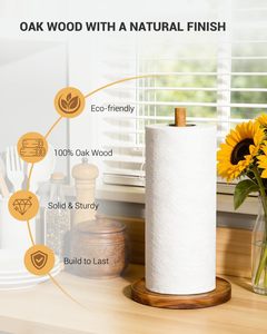 Wooden <b>Paper</b> Towel Holder Standing Countertop Rustic Farmhouse Cottagecore Decor <b>Kitchen</b> Bathroom Essential Brown 12.4 - Product Image 5