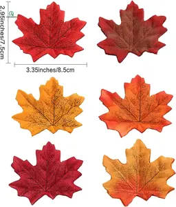 Artificial Autumn Maple Leaves Mixed Fall Colored Leaf for Weddings, Events, Art Scrapbooking and Thanksgiving Day Decorations