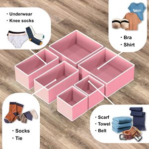 Set of <b>6</b> Underwear <b>Drawer</b> Dividers for Undergarment Bra Panty Sock Fabric Closet Organizers and Storage - Product Image 2