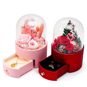 Boîtes en plastique personnalisées pour la Saint-Valentin, avec logo, motif flamant rose, pour ranger des bijoux, des bagues - Product Image 1