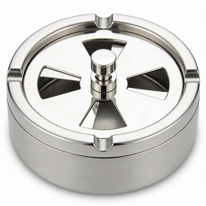 Cendrier haut de gamme en acier inoxydable avec couvercle rotatif, cendrier hermétique coupe-vent pour usage domestique OEM - Product Image 6