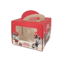Boîte à gâteau et à sushi de Noël rigide mate personnalisée avec fenêtre et poignée, en carton kraft recyclé, emballage alimentaire sûr, pliable, pour pâtisseries et desserts