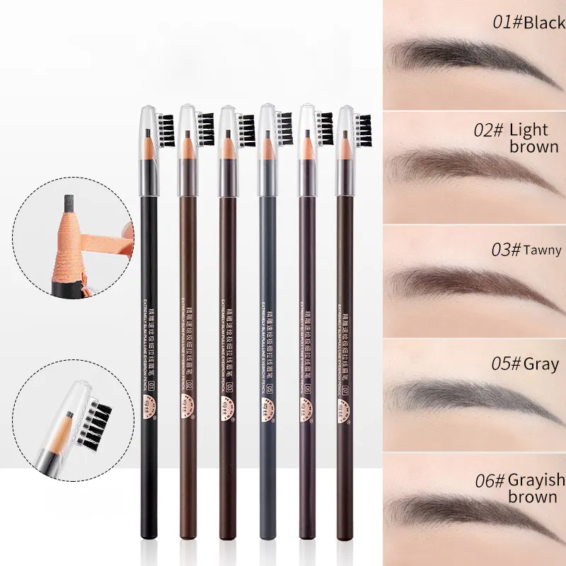 Outils de tatouage populaires pointe de stylo fine crayon à sourcils étanche avec brosse Microblading crayon de maquillage des sourcils pour tatouage permanent