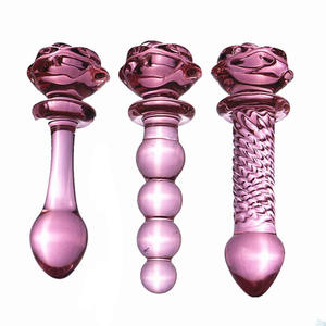 Rozenbloem Penis <span class=keywords><strong>Dildo</strong></span> Glas Anale Kralen Groothandel Kristal Sex Speelgoed Butt Anale Plug Voor Dames Mannen Volwassen Plug Anal - Product Image 1